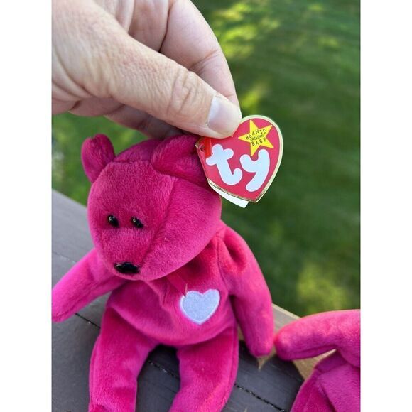 Ty Valentina the Red Bear Beanie Baby Twin Bundle (2) Rare With Tag Errors - Picture 3 of 10